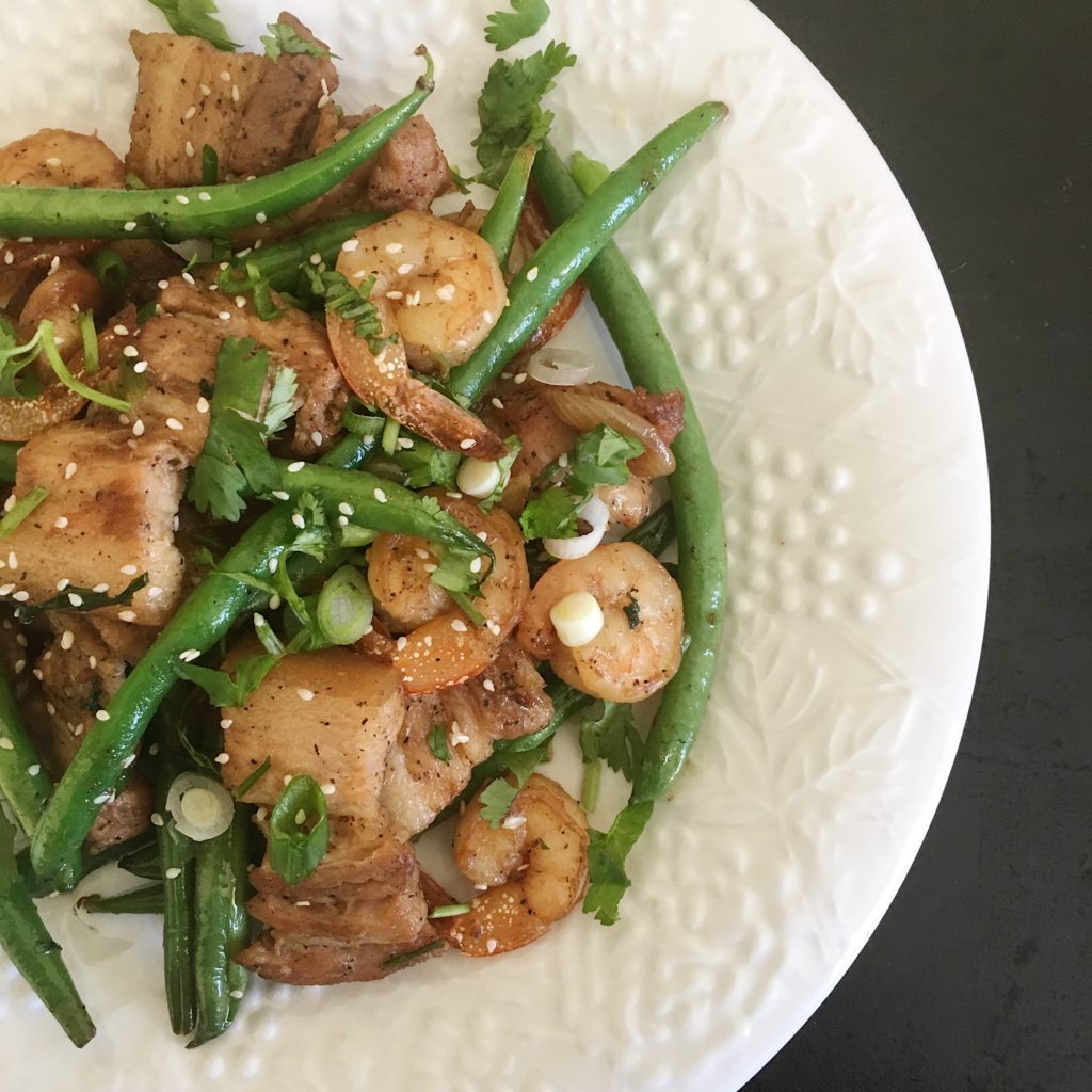 Braised Pork Belly and Shrimp Stir Fry