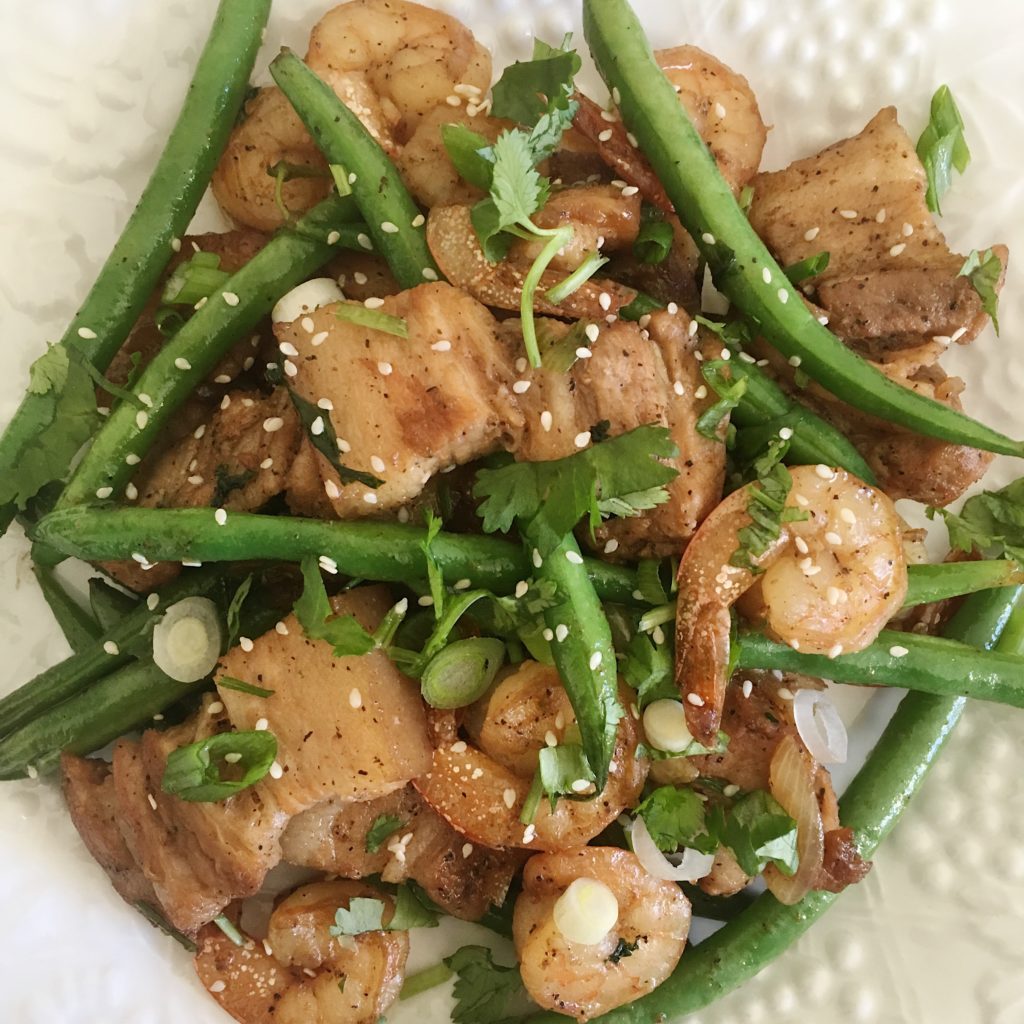 Braised Pork Belly and Shrimp Stir Fry