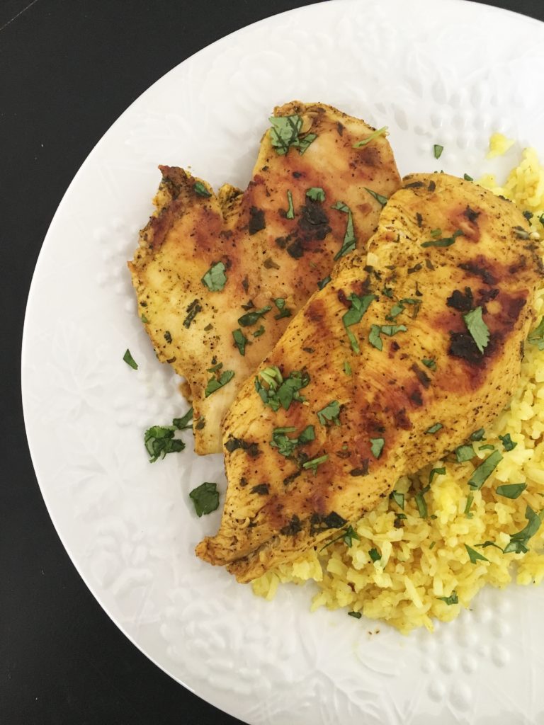 Grilled Moroccan Chicken with Turmeric Rice