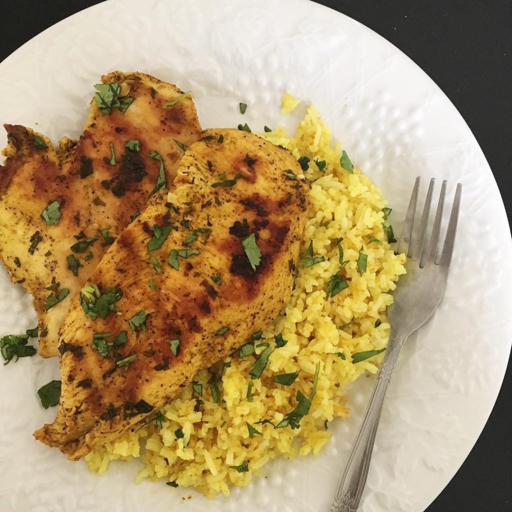 Grilled Moroccan Chicken with Turmeric Rice