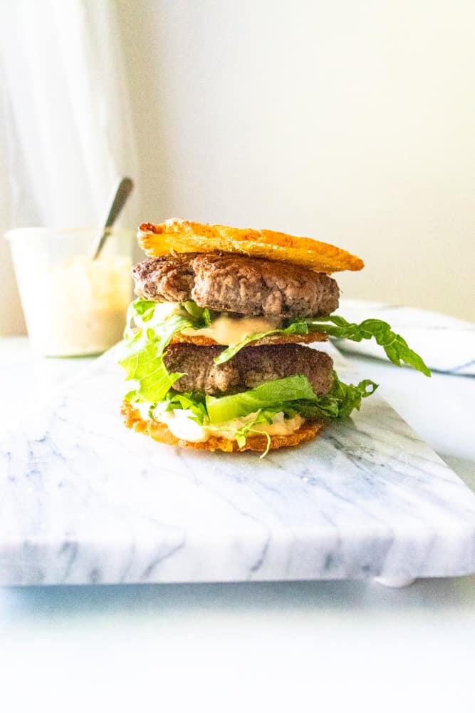 big mac sliders on a marble plate