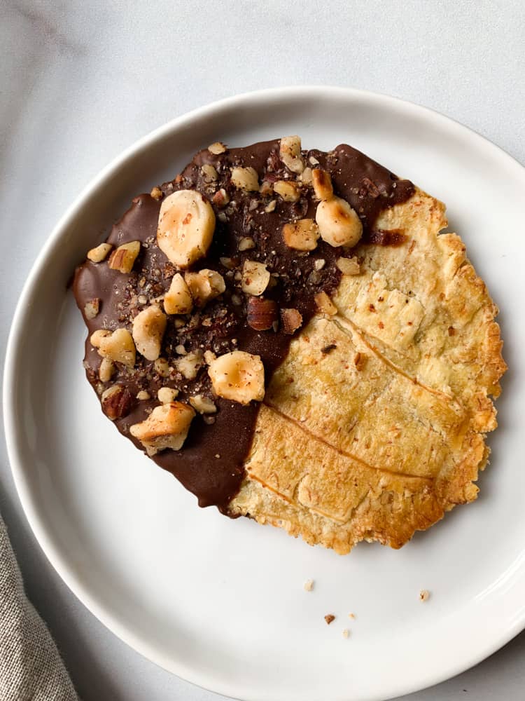 chocolate hazelnut tostones on a white plate