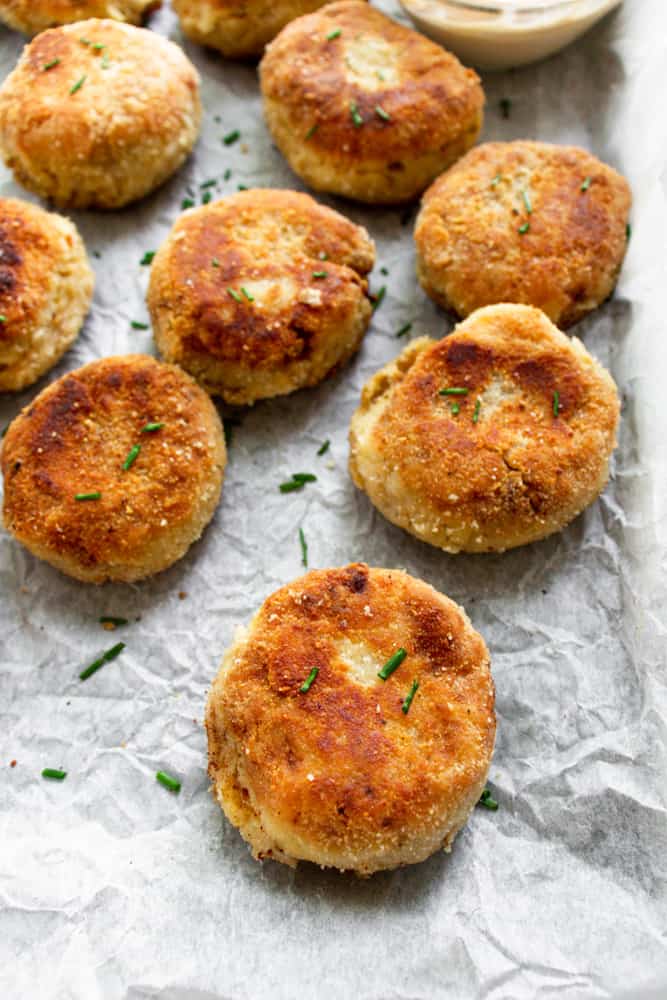 spicy chicken croquettes on a white background