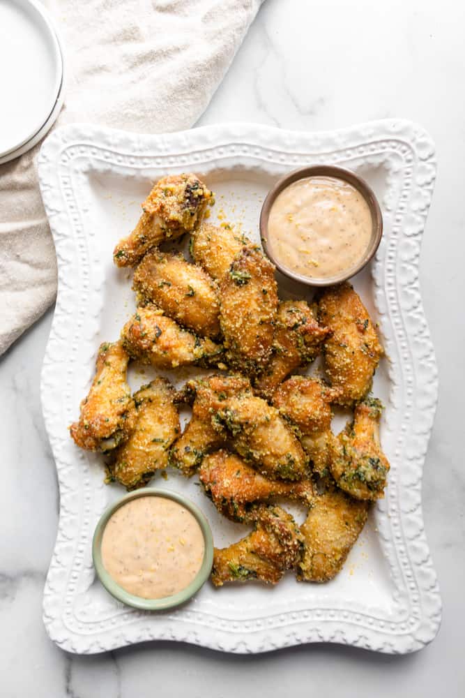 platter of garlic "parmesan" chicken wings