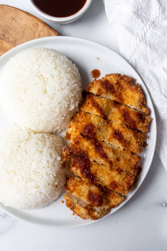 air fryer chicken katsu on a plate up close