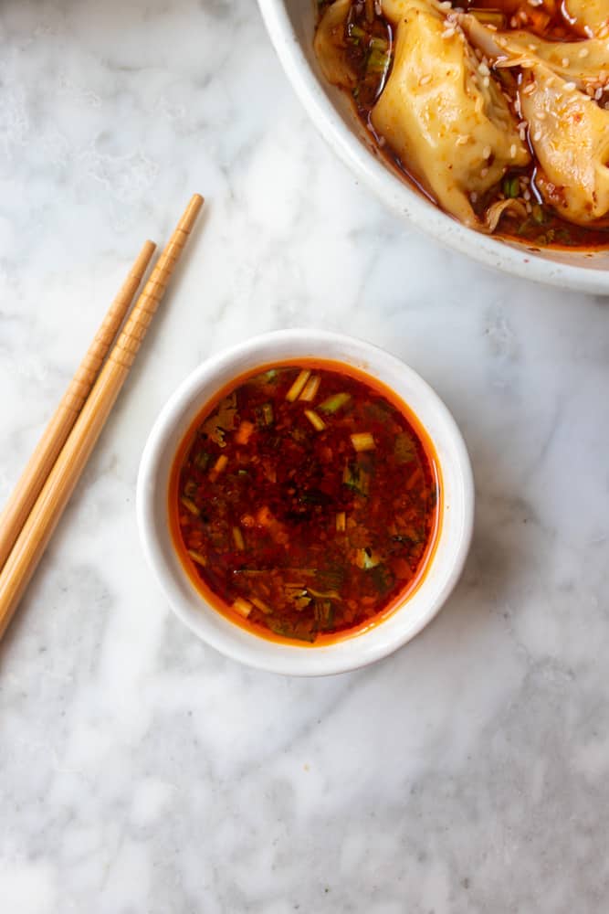 spicy szechuan sauce for Spicy Szechuan Wontonsthe