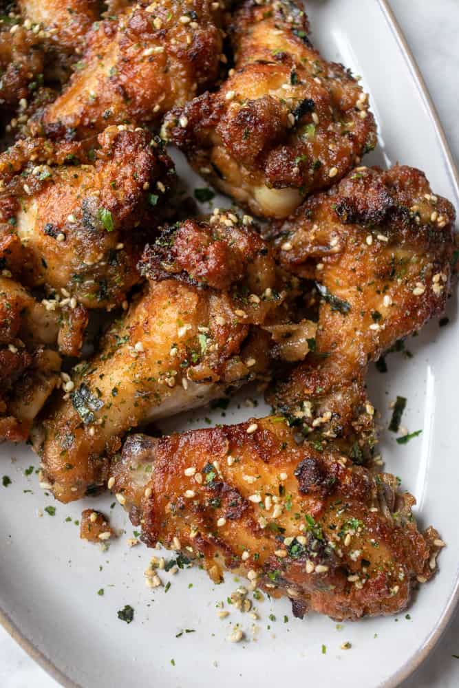 Furikake Chicken Wings on a platter