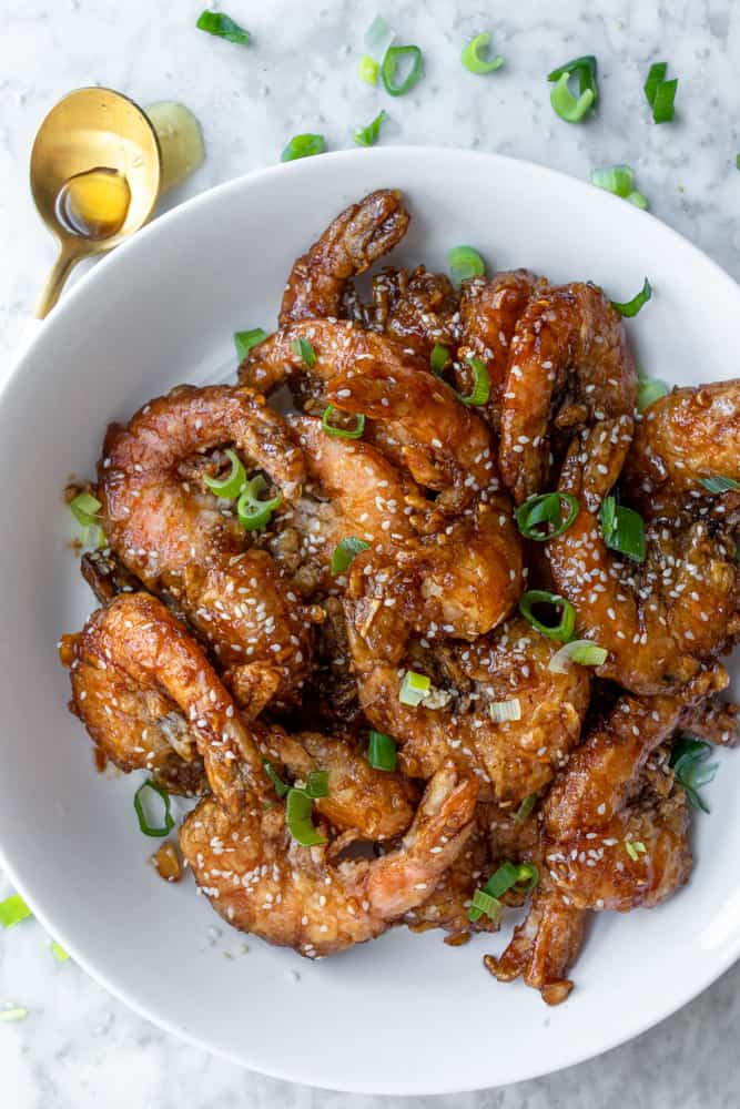 a plateful of Garlic Butter Shrimp