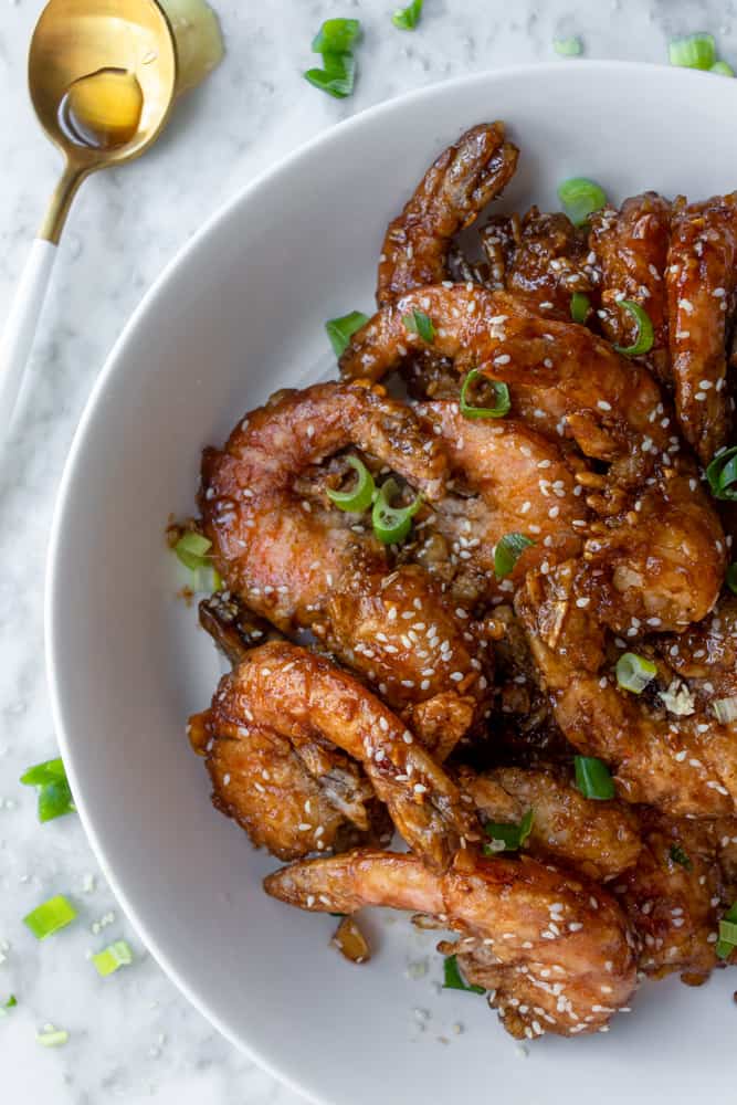 closeup of Garlic Butter Shrimp