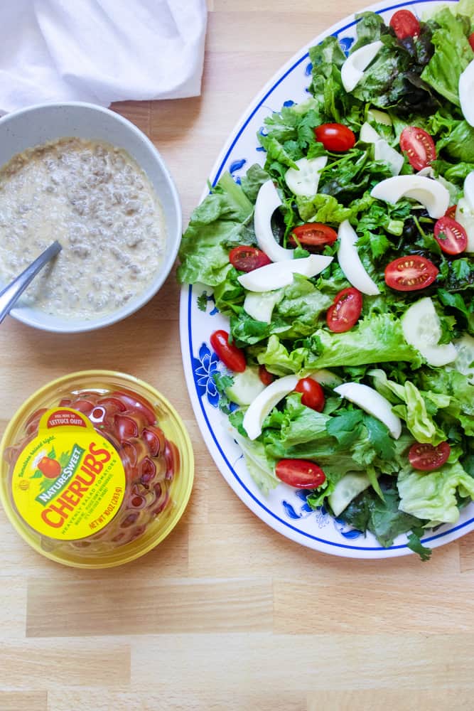 prepped yum salad (lao salad) with the dressing on the side