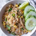 an overview of a bowl of Thai Crab Fried Rice