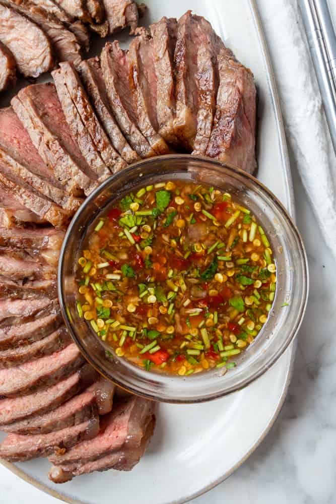 close up of jeow som in a small bowl