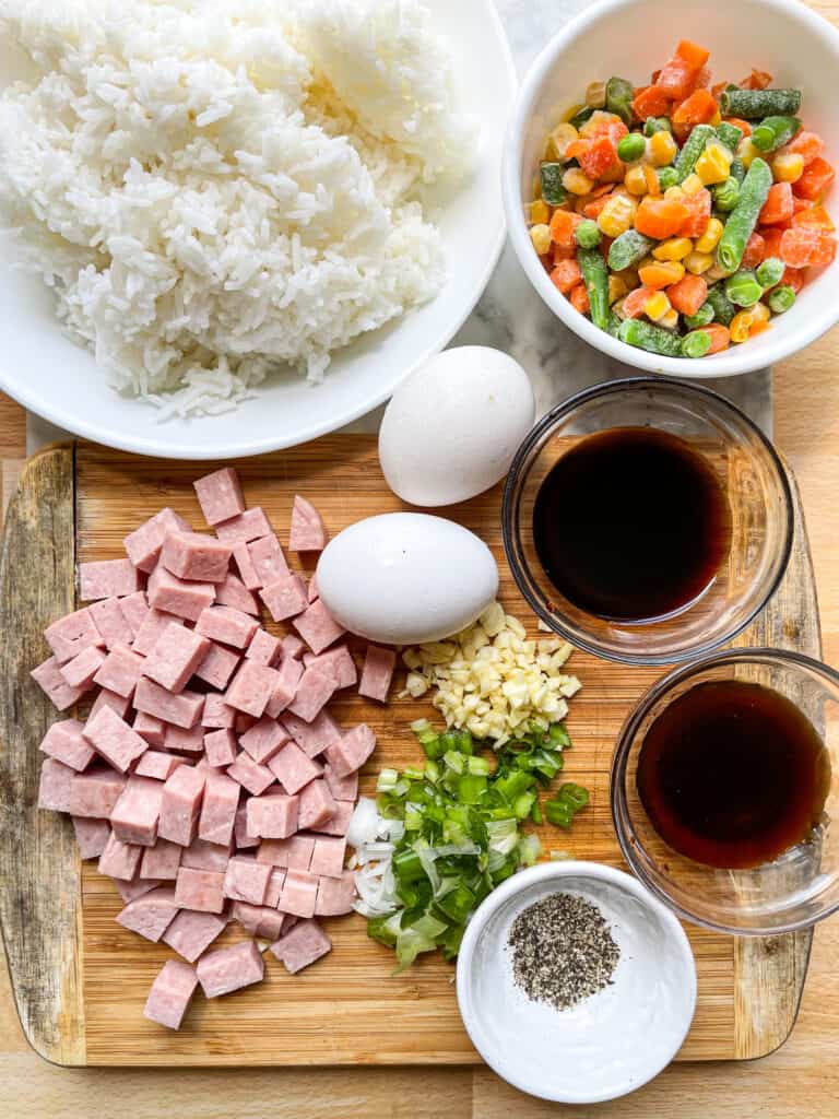 ingredients for spam fried rice