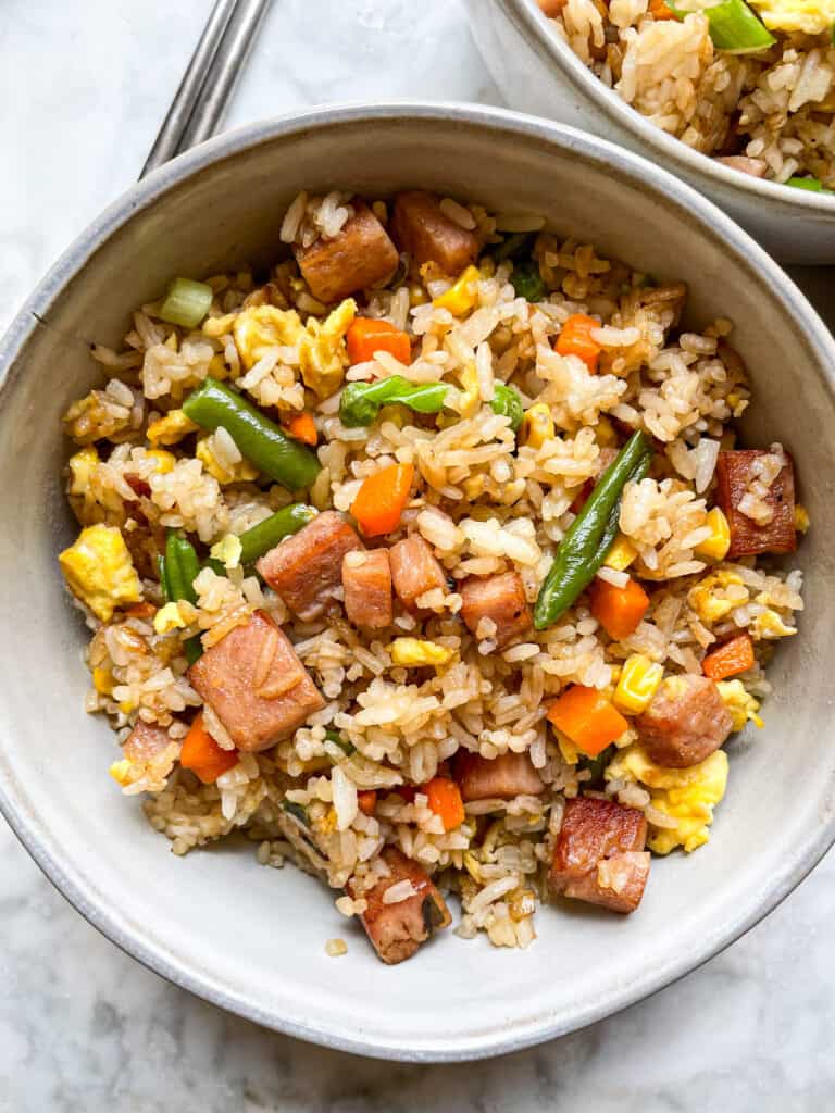 spam fried rice in a bowl