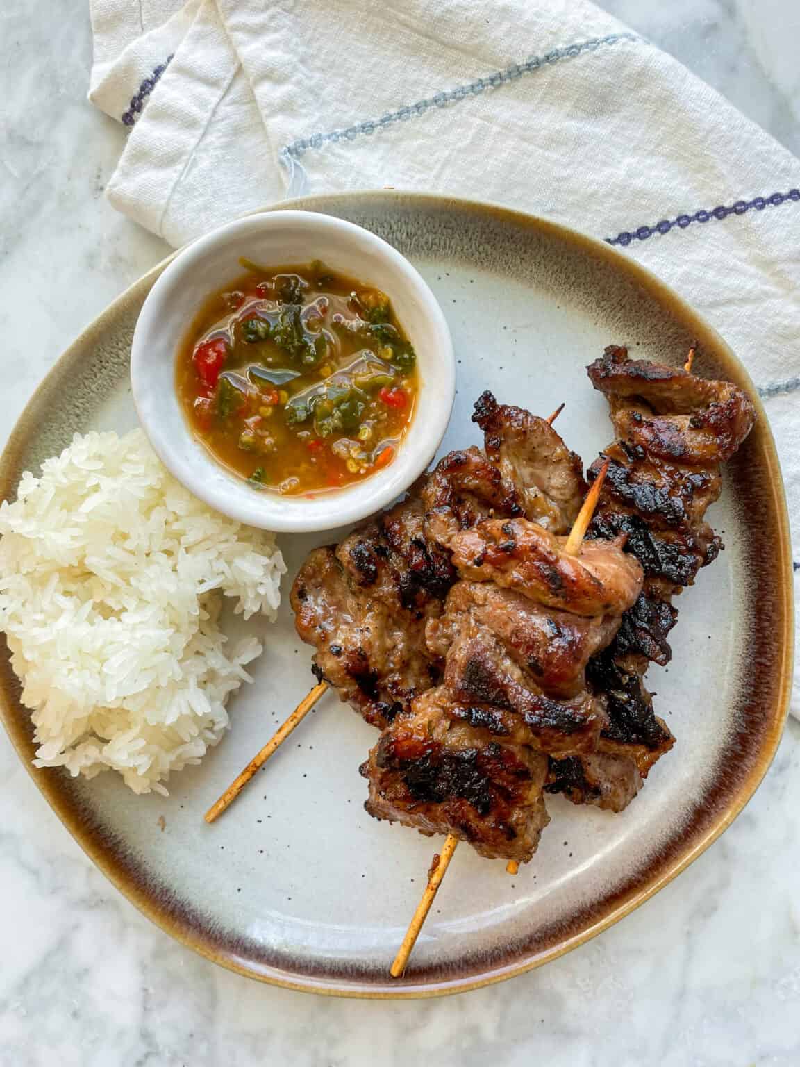 Moo Ping (Thai Grilled Pork) - A Dash Of Dolly